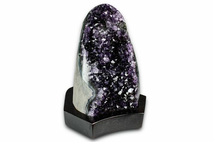 Deep Purple Amethyst Geode With Wood Base - Uruguay #342843